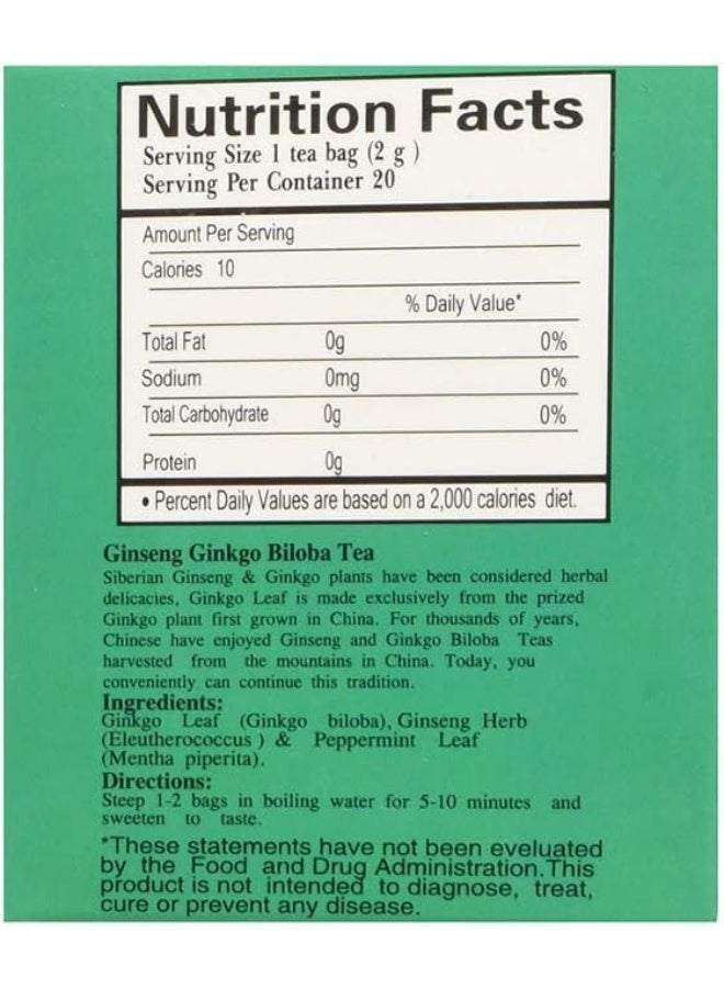 Royal King Ginseng Ginkgo Biloba Tea (20 Tea Bags) - 3 box pack - Image 2